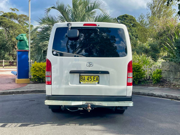 Toyota Hiace for sale - 2008 3L Diesel Model - Photo shows the rear wide opening tailgate which makes loading and unloading the van so easy