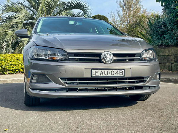 Used Polo for sale in Sydney - 2019 70 TSI Trendline model in Metallic Grew with Rego - photo showing the colour matching front bumpers and grille